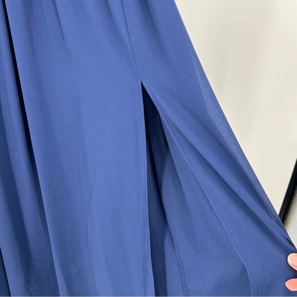 NWT Lulu's Heavenly Hues Maxi Dress Navy Blue Size M High Leg Slit Party Wedding - Picture 11 of 12